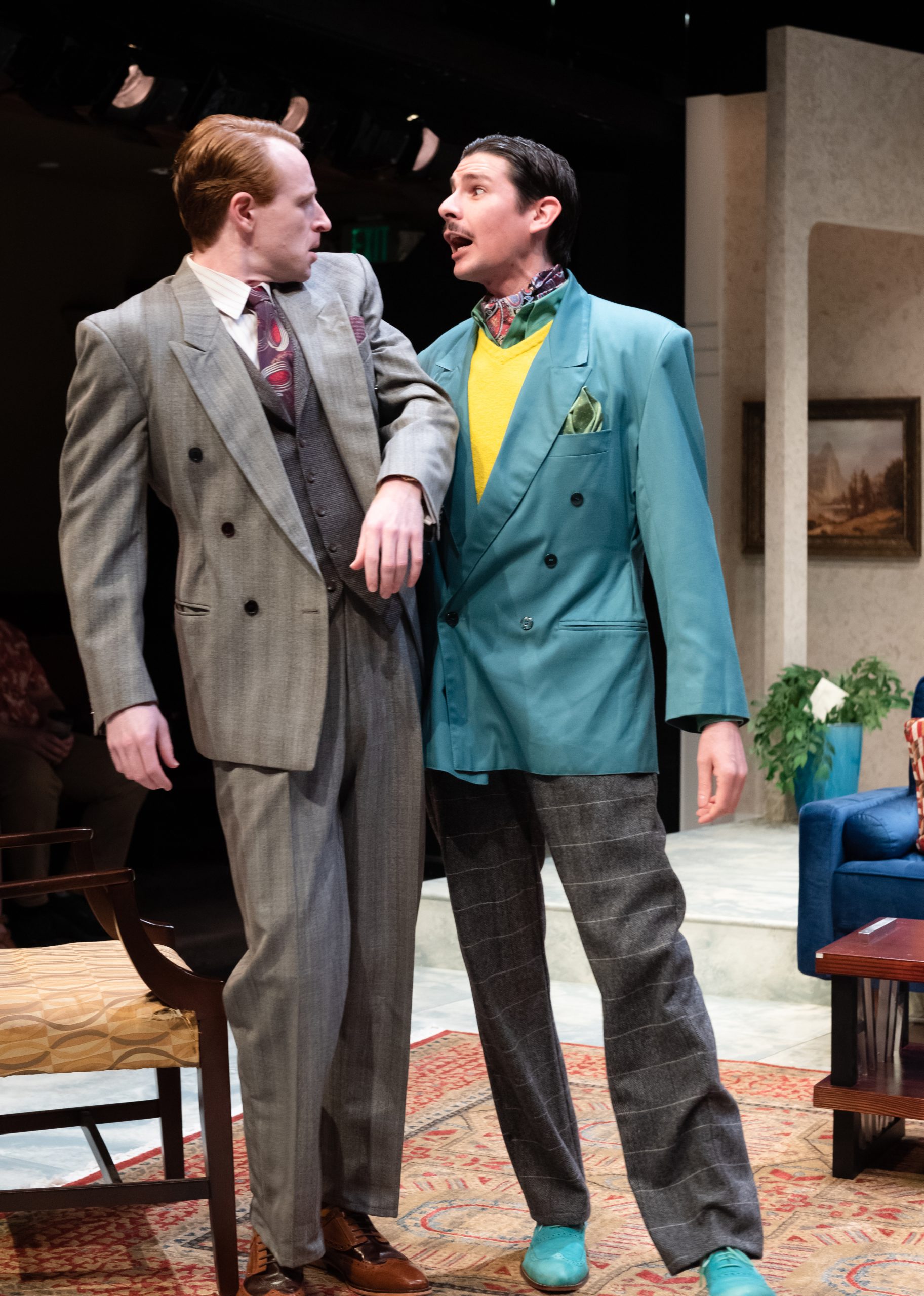 Calder Shilling and Miguel Castellano in Jeeves Takes a Bow at Taproot Theatre. Photo by Robert Wade.