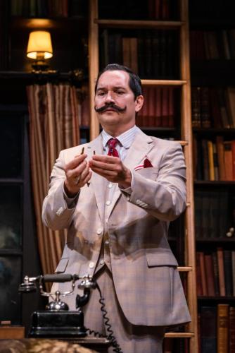 Richard Nguyen Sloniker returns as Hercule Poirot in Taproot’s Murder on the Links, after last playing the famous detective in Taproot’s 2022 production of Agatha Christie’s Black Coffee. Photos by Robert Wade.