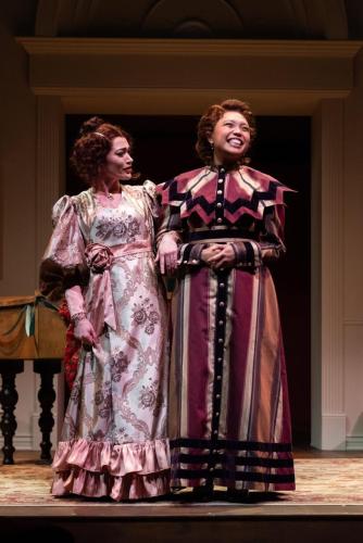 Claire Marx and Ays Garcia in Georgiana and Kitty: Christmas at Pemberley by Lauren Gunderson and Margot Melcon. Photo by Robert Wade Photography.