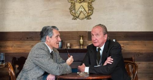 Jeff Allen Pierce and Peter Cook debate in Lewis and Tolkien at Taproot Theatre. Photo by Robert Wade Photography.