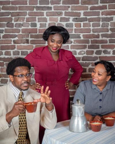 Arlando Smith, Deja Culver, and Marlette Buchanan in A Raisin in the Sun at Taproot Theatre. Photo by Robert Wade.