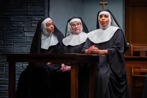 Ania Briggs, Connie Corrick, Alexandria J. Henderson in Sister Act at Taproot Theatre. Photo by Robert Wade.