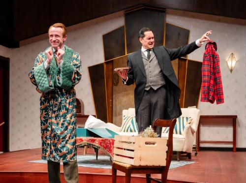 Calder Jameson Shilling and Richard Nguyen Sloniker in Happy Christmas, Jeeves at Taproot Theatre. Photo by Robert Wade.