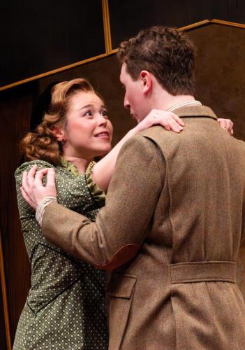 Rachel Guyer-Mafune and William Eames in Happy Christmas, Jeeves at Taproot Theatre. Photo by Robert Wade.