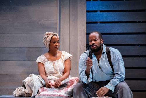 Dedra D. Woods and Yusef Seevers in "Last Drive to Dodge" by Andrew Lee Creech at Taproot Theatre. Photos by Robert Wade Photography.